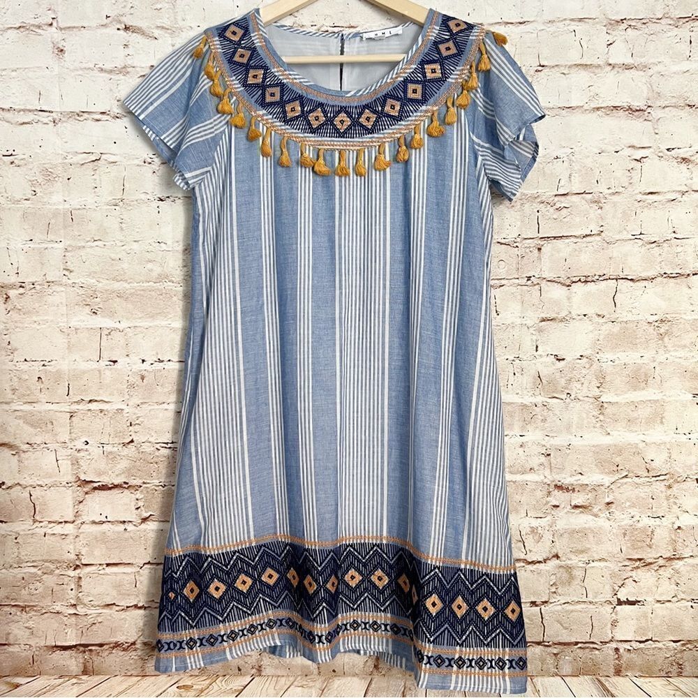 THML embroidered tassel shift dress
